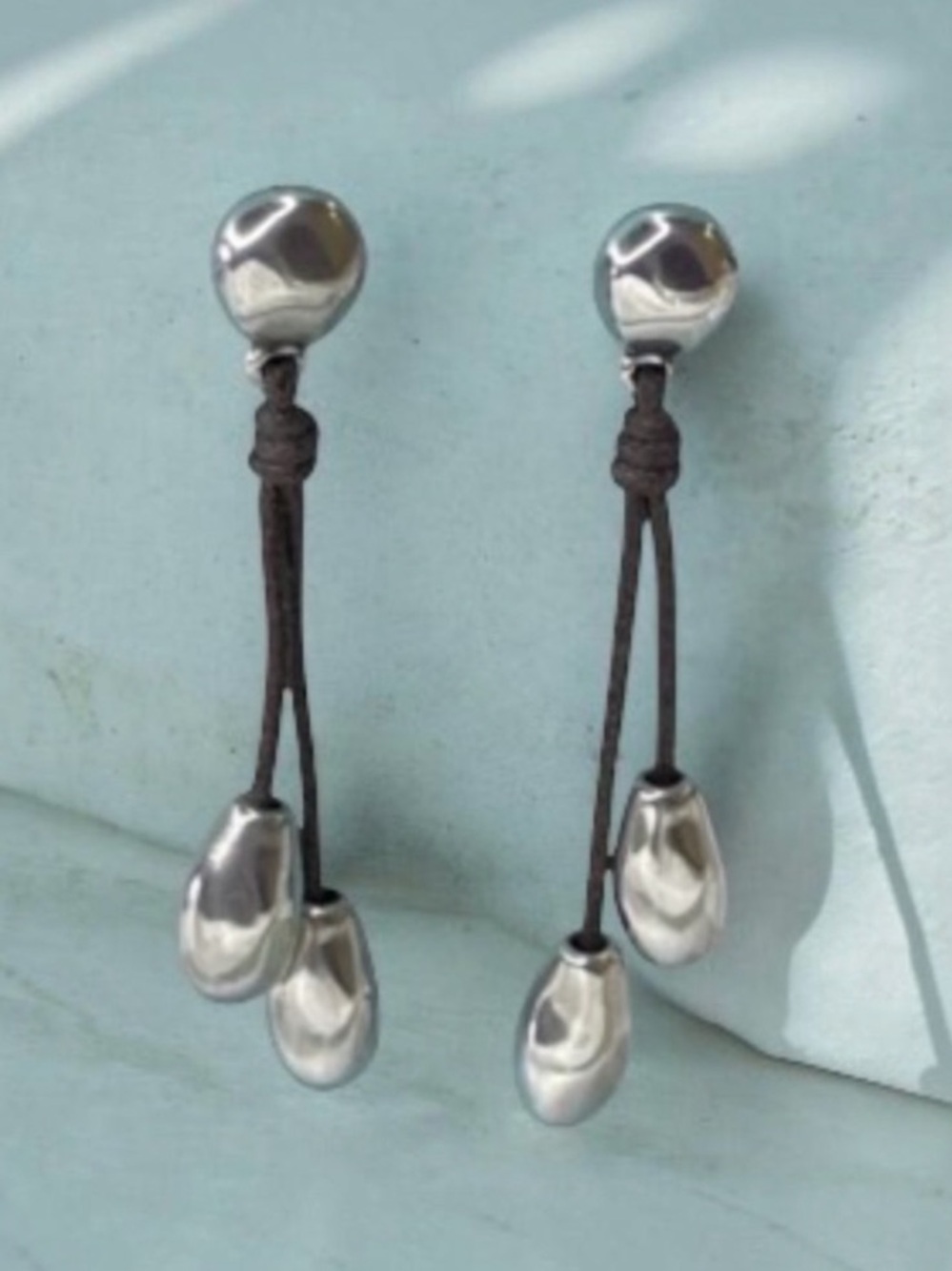 Uno de 50 Sterling-Style Silver Drop Cord Earrings - Modern Minimalist
